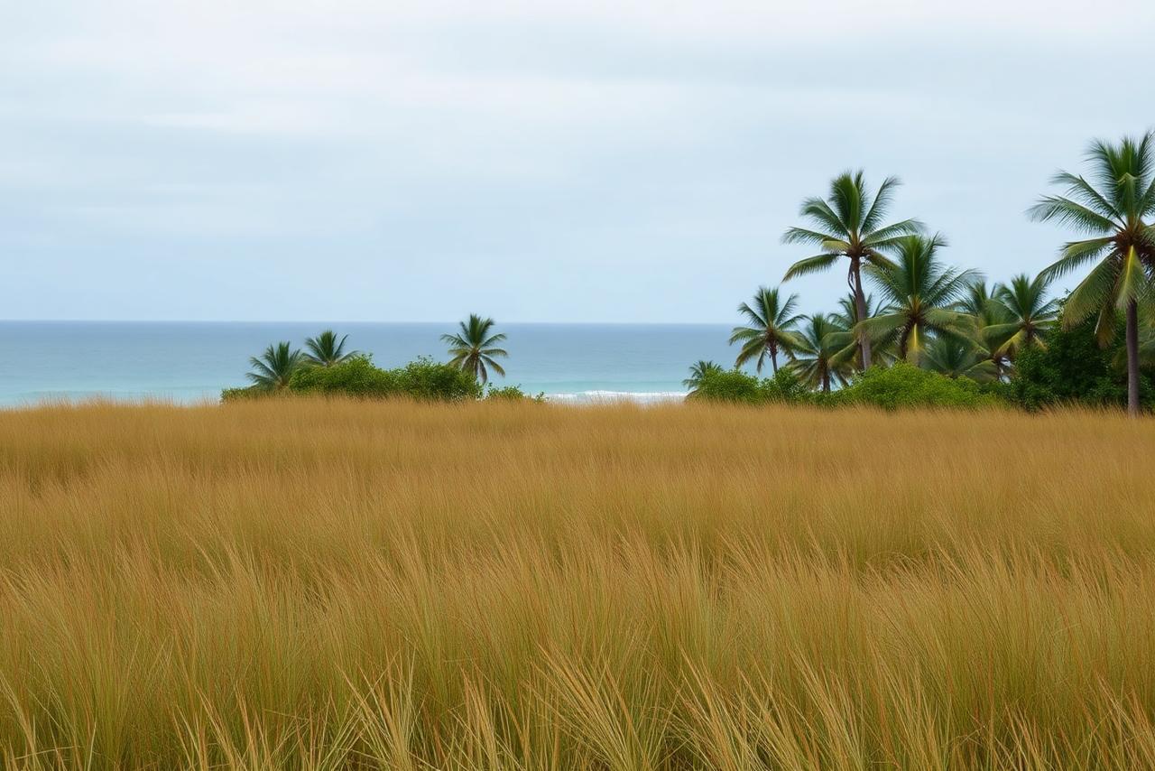 Coastal land with palm trees on the Madagascar shoreline