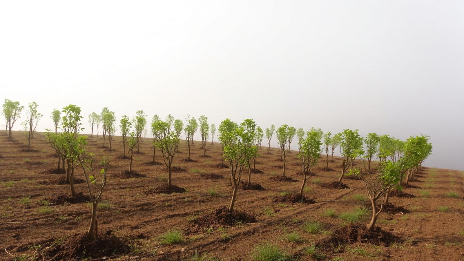 Young trees planted on regenerated Madagascar land